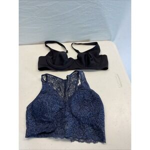 2 Soma Essentials Unlined Scoop Balconette‎ Bra Black 36C Lace MED